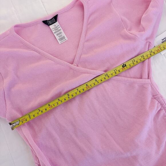 Girls Pink‎ Waffle Knit Short Sleeve Top Shirt Size 16 TRUCE Ruched Sides NEW - Picture 5 of 6
